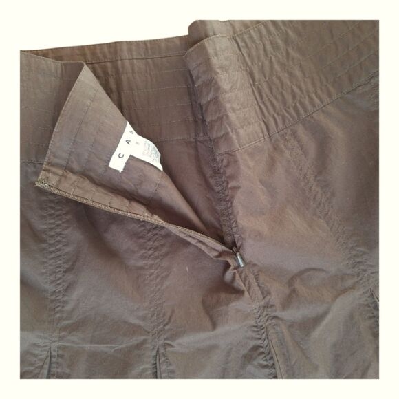 NWT CAbi #480 Masai Tulle Trimmed Flare Skirt Cotton Chocolate Brown Coconut 8 - Picture 5 of 13